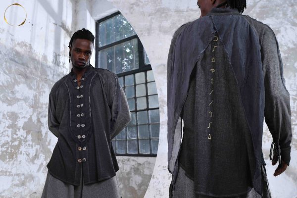 Black Menswear Shirt Boho Men Ceremony Outfit Sustainable